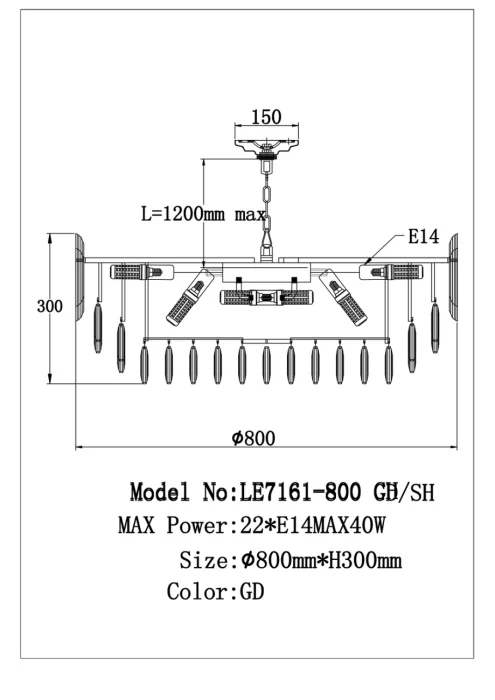 Подвесная люстра Leon Jacqueline LE7161/800 GD/SH