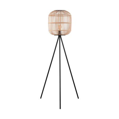 Торшер BORDESLEY c ножн. выкл., 1x28W (E27), ?350, H1390, сталь, черный/дерево, натуральный EGLO 43219