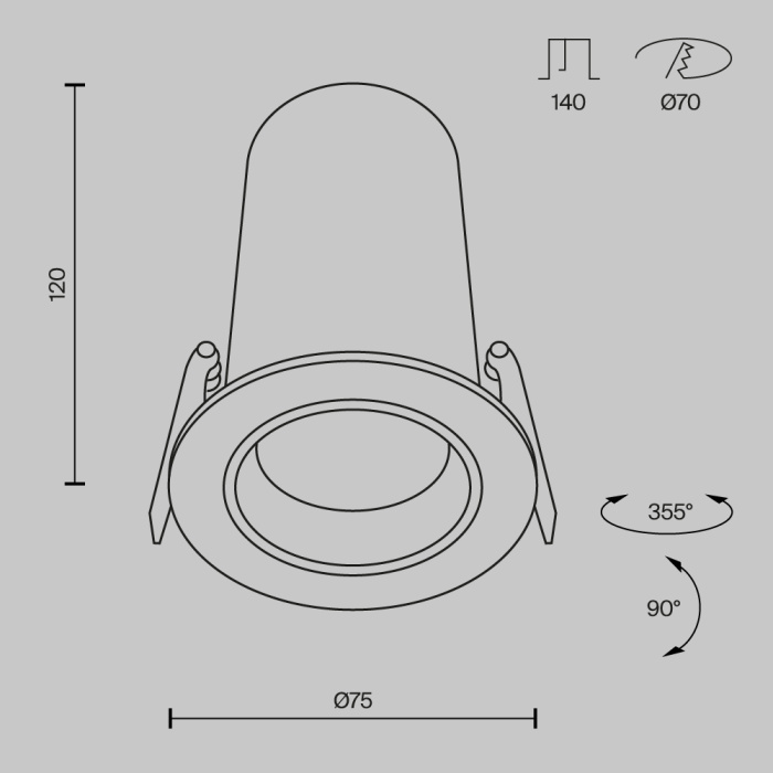Встраиваемый светильник Maytoni Focus LED DL125-L12-4K-W
