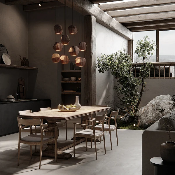 Подвесная люстра Ledron RUBIK 2 х 10 Wooden