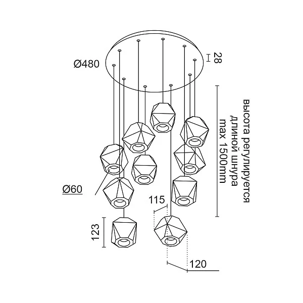Подвесная люстра Ledron RUBIK 2 х 10 Wooden