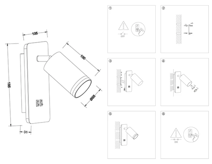 Настенный светильник с выключателем Ambrella light FW2466