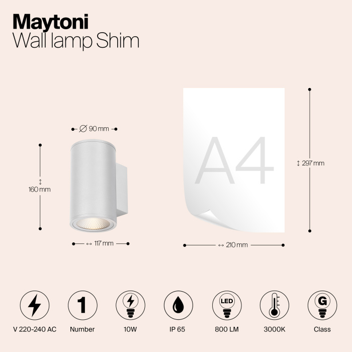 Светильник настенный Maytoni Shim O303WL-L10W3K
