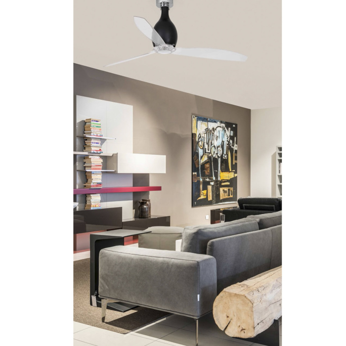 Вентилятор без света MINI ETERFAN Matt black/transparent ceiling fan with DC motor