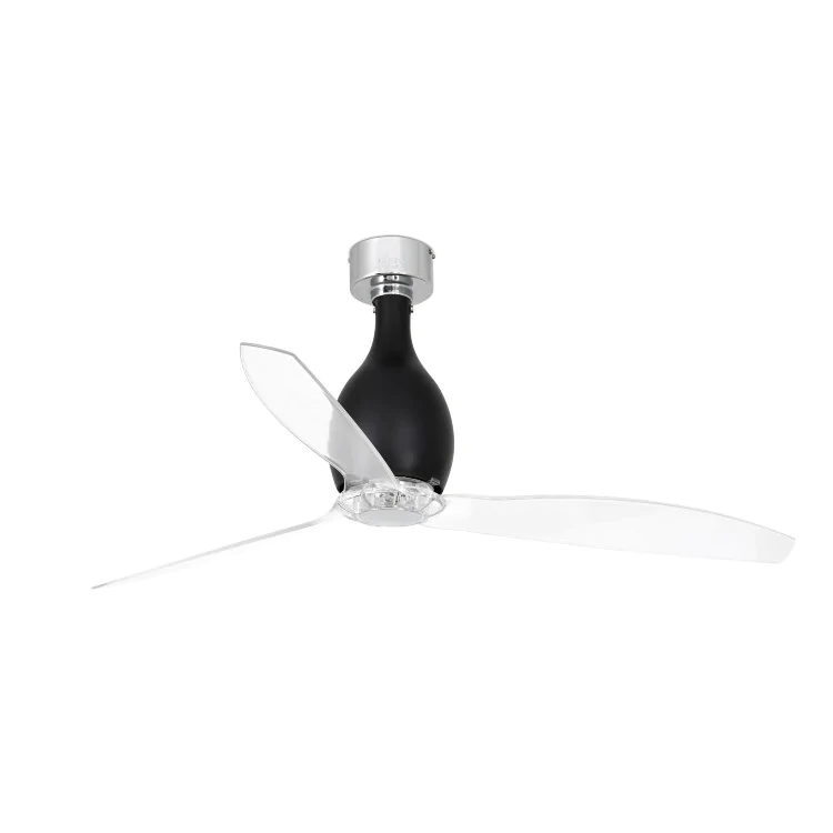 Вентилятор без света MINI ETERFAN Matt black/transparent ceiling fan with DC motor