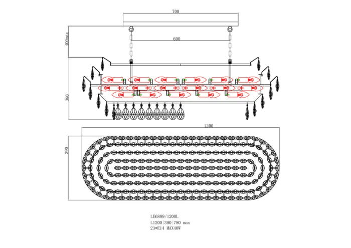 Подвесная люстра Leon Adriana LE6889/1200L GD