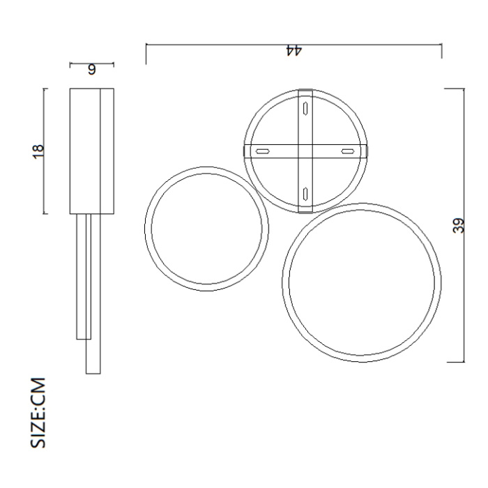Потолочная люстра в виде колец TWINE 3 rings Black ImperiumLoft