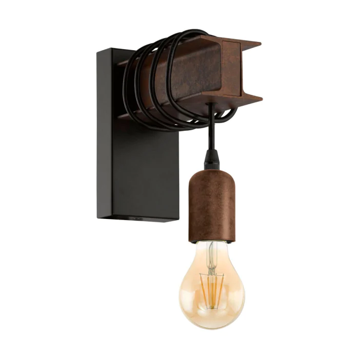 Бра TOWNSHEND 4, 1х10W (E27), L80, H190, A185, сталь, черный, коричневый EGLO 43152
