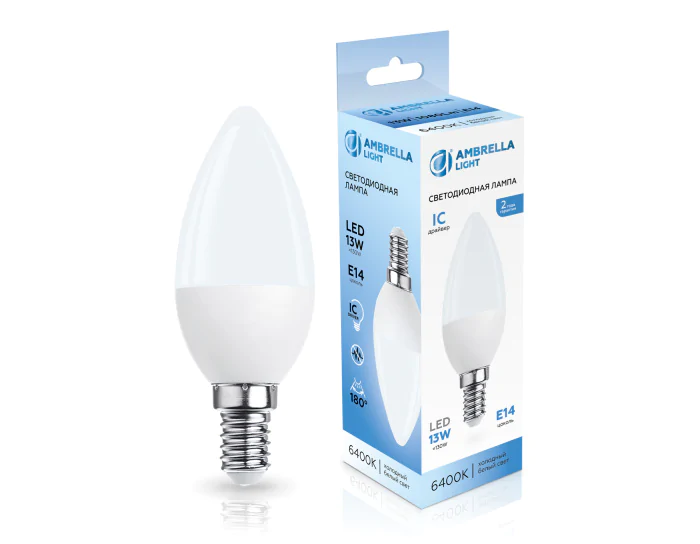 Лампа светодиодная Свеча C37 13W 6400K AMBRELLA light 371316