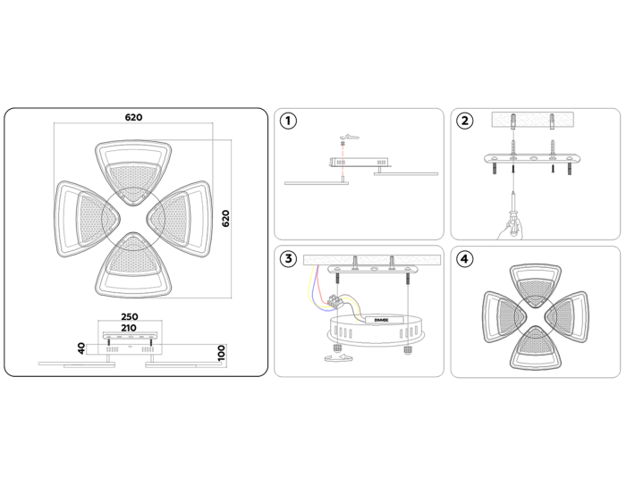 Потолочный светодиодный светильник с пультом Ambrella light FA4283
