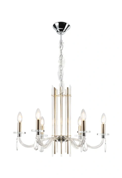 Люстра Crystal Lux AURELIO SP6 GOLD+CHROME/TRANSPARENT