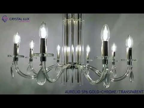 Люстра Crystal Lux AURELIO SP6 GOLD+CHROME/TRANSPARENT
