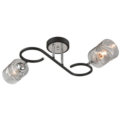 235-107-02 Люстра потолочная Черный, Хром/Дымчатый E27 2*60W