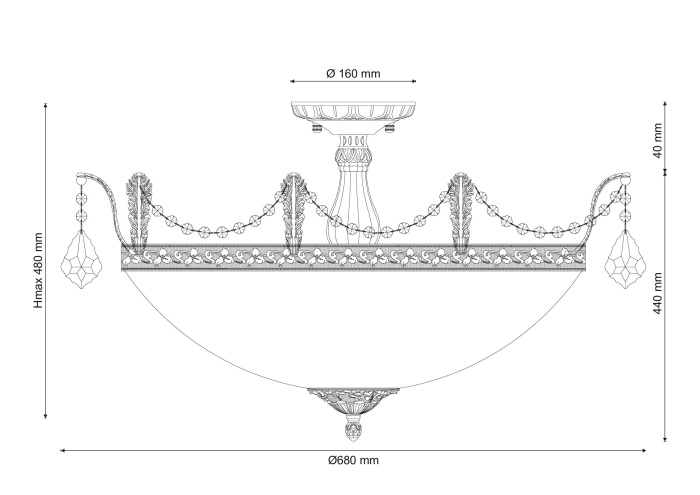 Люстра потолочная Lucia Tucci BARLETTA 182.10 D720 antique