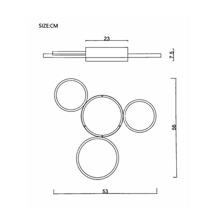 Потолочная люстра в виде колец TWINE 4 rings Black ImperiumLoft