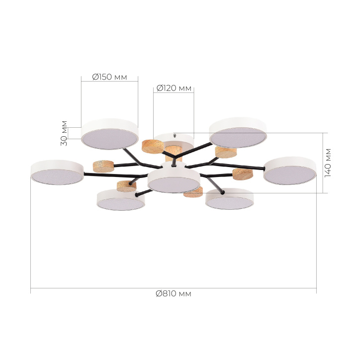Светильник потолочный Белый/Белый LED 7*12W 3000K/4500K/6000K SLE6006-502-07