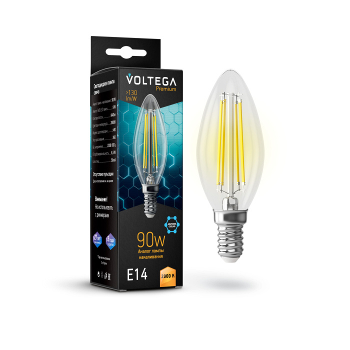 Светодиодная лампа Voltega Candle 9W Graphene 7134
