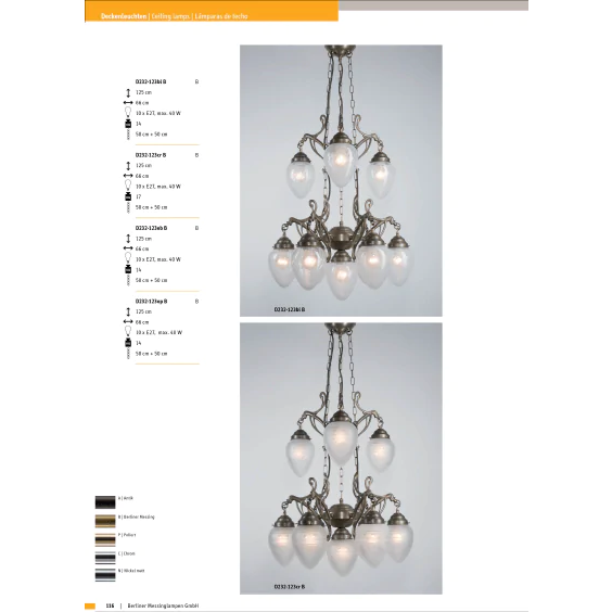 Подвесная люстра Berliner Messinglampen D232-123crB