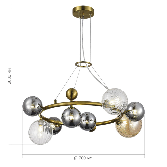 Светильник подвесной ST-Luce Латунь/Янтарный,Дымчатый,Прозрачный G9 8*5W 4000K SL1515.303.08