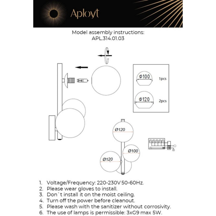 Настенный светильник Aployt Letizia APL.314.01.03