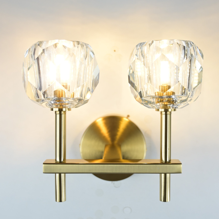 Бра Boule de Cristal Double Sconce Brass ImperiumLoft