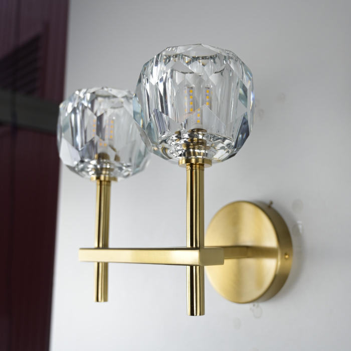 Бра Boule de Cristal Double Sconce Brass ImperiumLoft