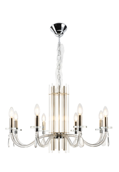 Люстра Crystal Lux AURELIO SP8 GOLD+CHROME/TRANSPARENT