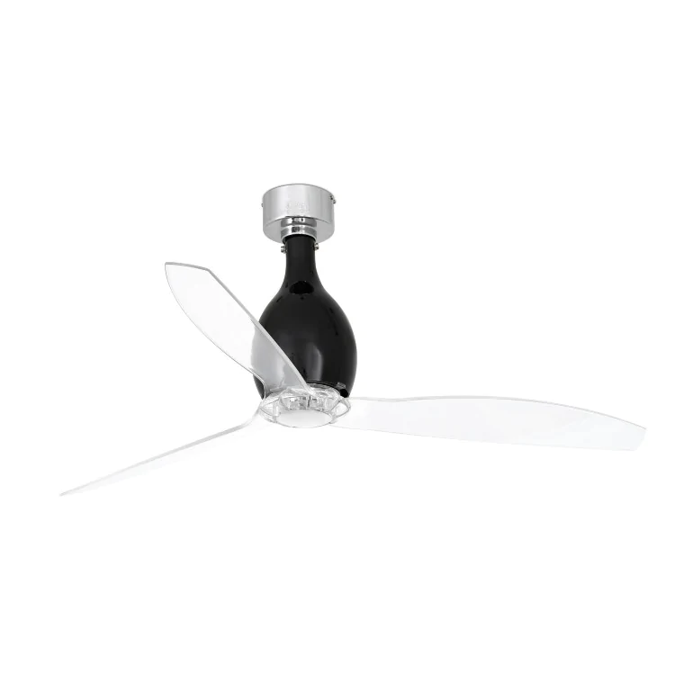 Вентилятор без света MINI ETERFAN Shiny black/transparent ceiling fan with DC motor