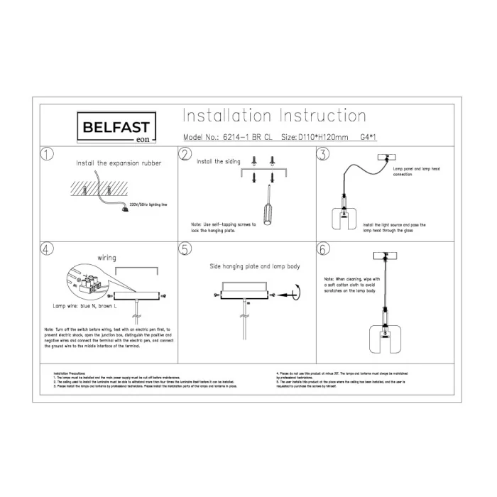 Светильник подвесной Belfast Pansy 6214-1 BR CL
