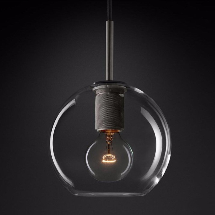 Подвесной светильник RH Utilitaire Globe Pendant Black ImperiumLoft