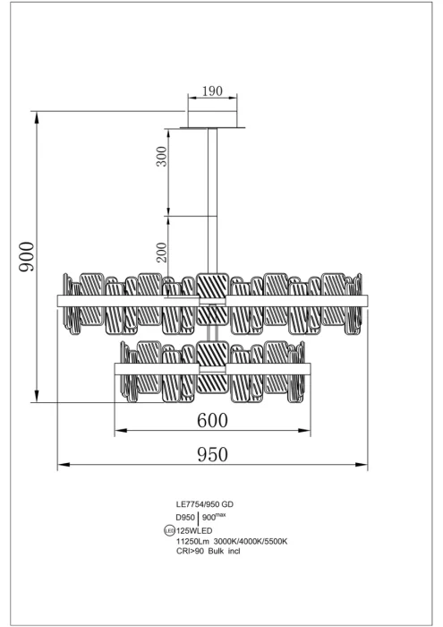 Подвесная люстра Leon Ailani LE7754/950 GD