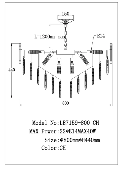 Подвесная люстра Leon Noemi LE7159/800 CH