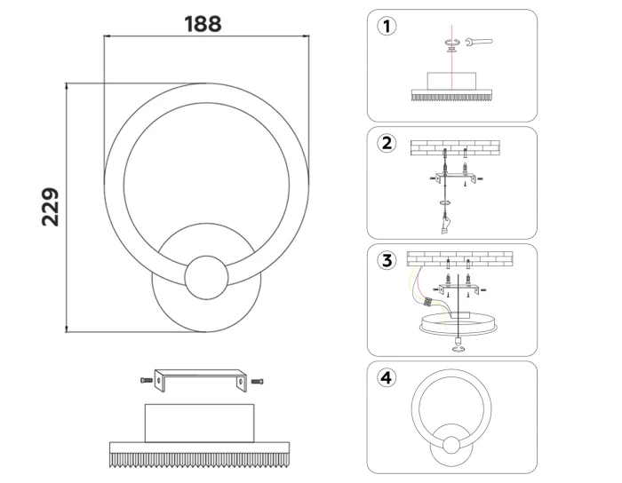 Светодиодный настенный светильник с выключателем на корпусе Ambrella light FA3849