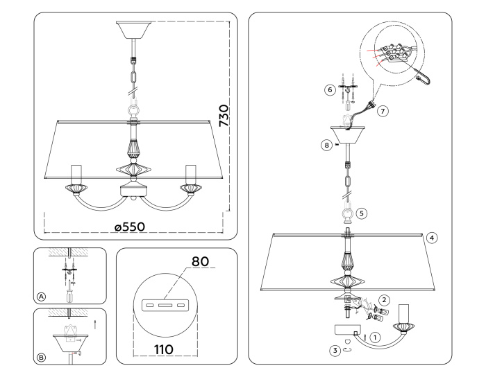 Подвесная люстра с абажуром и декором из керамики Ambrella light LH75021