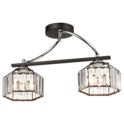 236-107-02 Люстра потолочная Черный, Хром/Прозрачный E27 2*60W