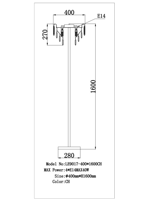 Торшер Leon Catherine LE9017/1F CH