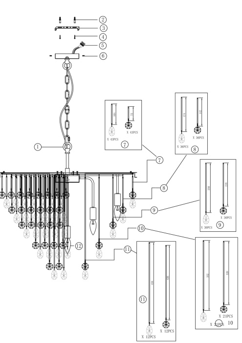 Каскадная люстра Maytoni Linn MOD091PL-09G