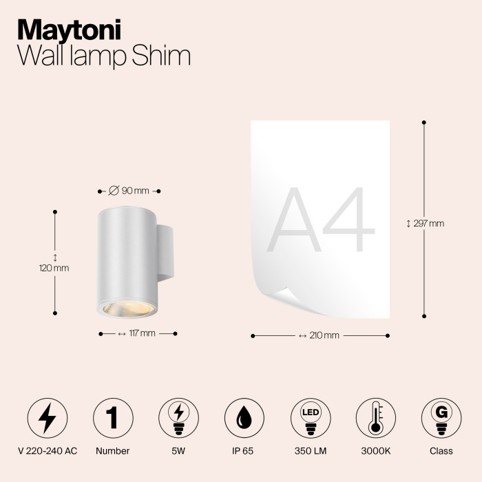 Светильник настенный Maytoni Shim O303WL-L5W3K