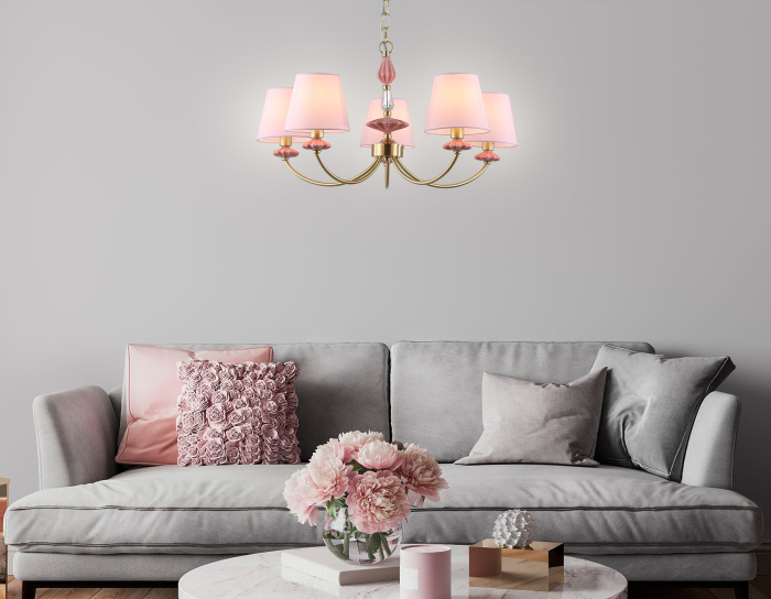 Подвесная люстра с абажуром и декором из керамики Ambrella light LH75024