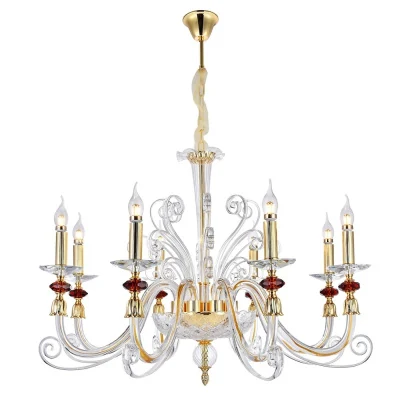 Люстра Crystal Lux CATARINA SP8 V2 GOLD/TRANSPARENT-COGNAC