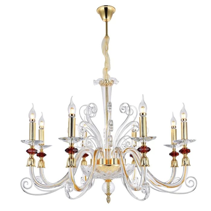 Люстра Crystal Lux CATARINA SP8 V2 GOLD/TRANSPARENT-COGNAC