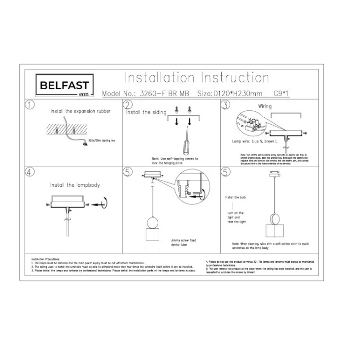 Светильник подвесной Belfast Ravenhill 3260-F BR MB