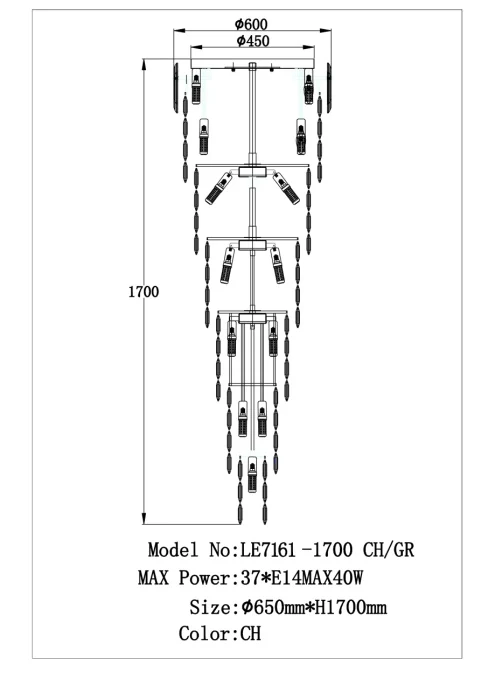 Подвесная люстра Leon Jacqueline LE7161/1700 CH/GR