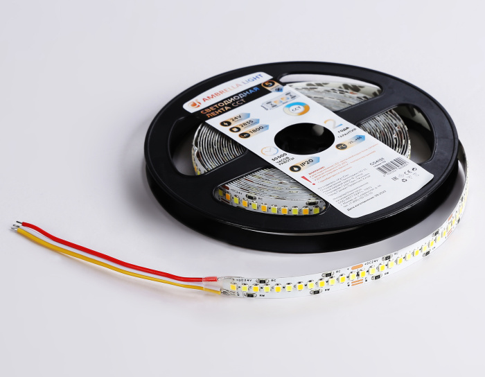 Светодиодная лента с регулировкой температуры света GS4151 2835 240Led /18W m/ 24V IP20 CCT 3000-650 Ambrella light GS4151