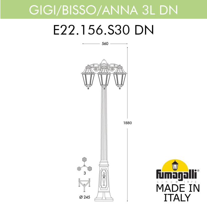 Садово-парковый светильник Fumagalli GIGI BISSO/ANNA 3L DN E22.156.S30.WXE27DN