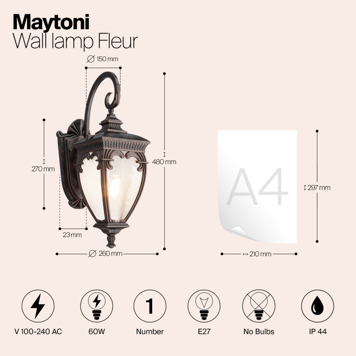 Светильник настенный Maytoni Fleur O414WL-01BZ