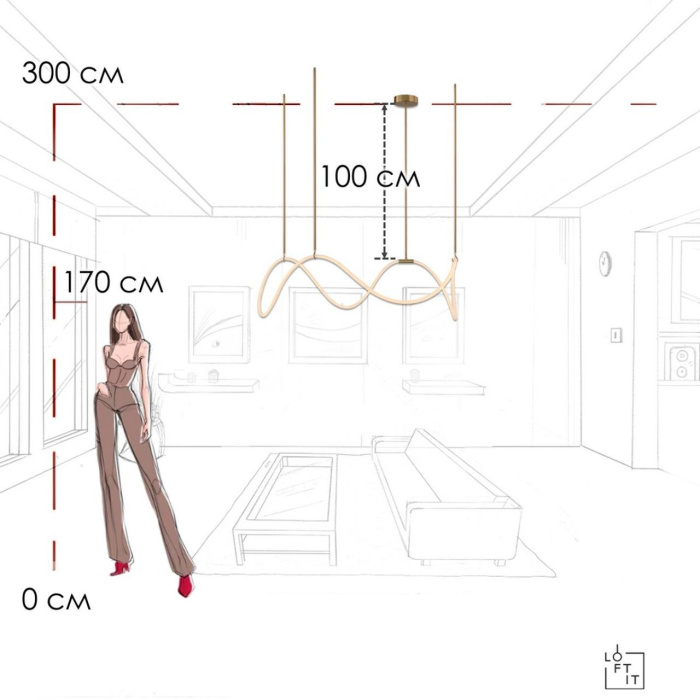 Подвесной светильник Loft it Thread 10388P/C Brass