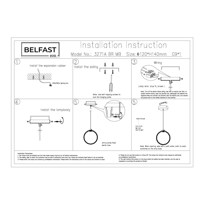 Светильник подвесной Belfast Ravenhill 3271A BR MB