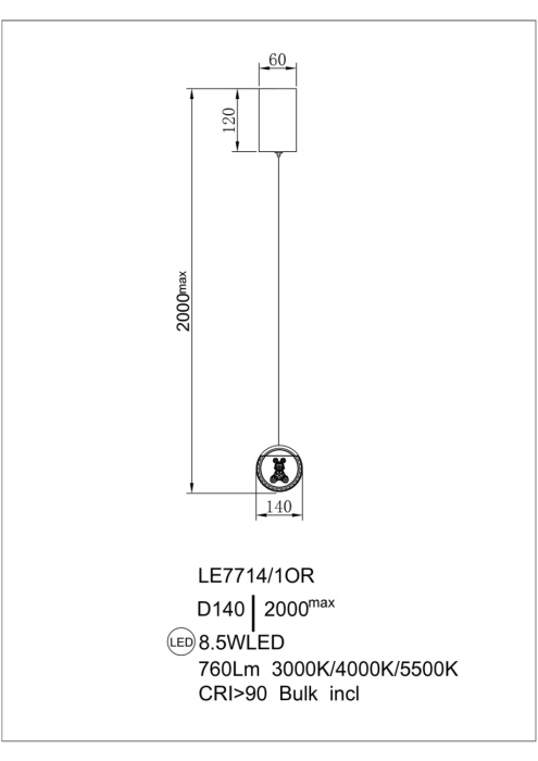 Подвесной светильник Leon Mickey LE7714/1OR Black Chrome