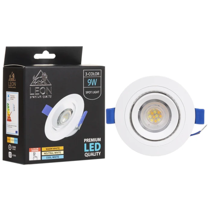 Встраиваемый светильник Leon LE-SPR-9W 3000K&4000К&6500K